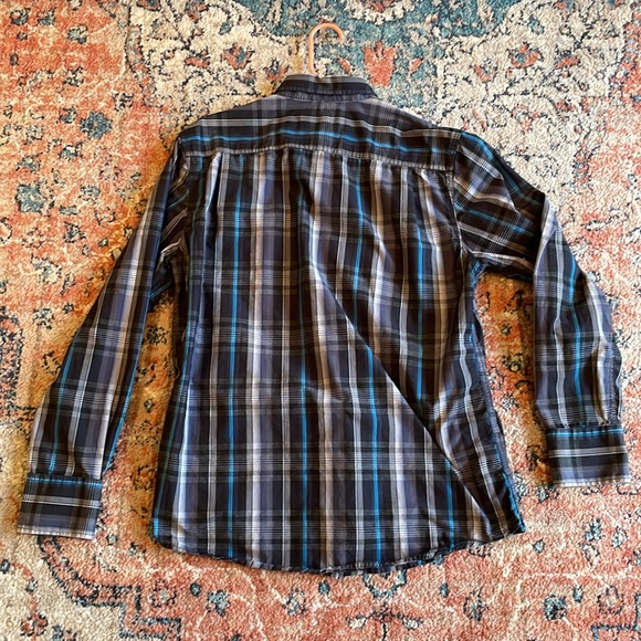 American Rag‎ Snap Button Down Plaid Multi Long Sleeve Shirt Size L - Picture 5 of 5